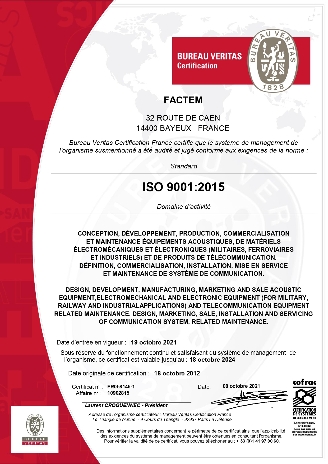 CERTIFICATION ISO9001